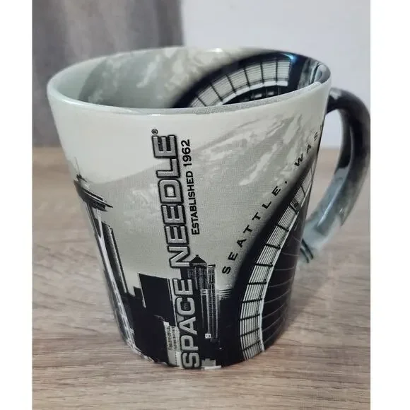 Washington Space Needle Mug Cup Seattle Black Gray Travel Keepsake Architecture - Picture 1 of 10